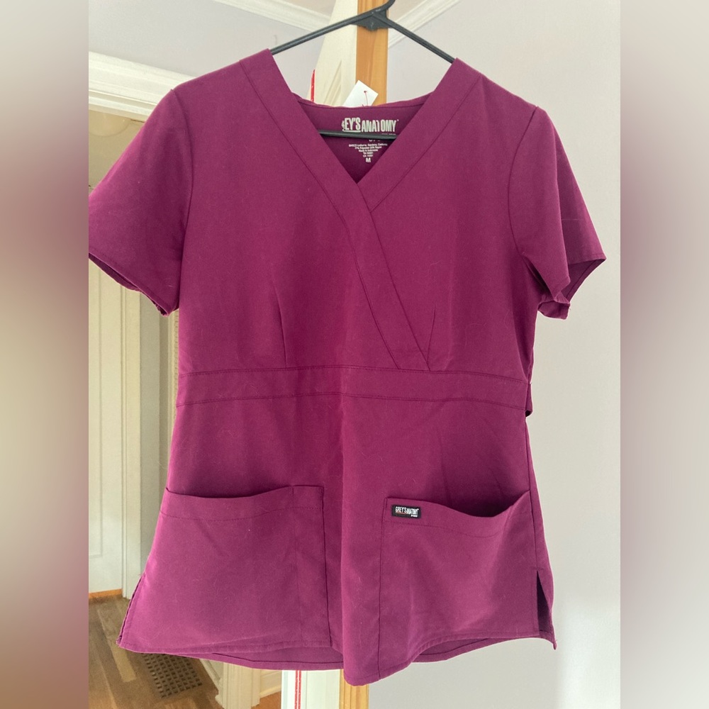 Medium Plum Grey’s Anatomy Mock Wrap Scrub Top